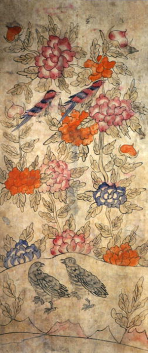 A panel from an eight fold screen (natural pigments on paper)