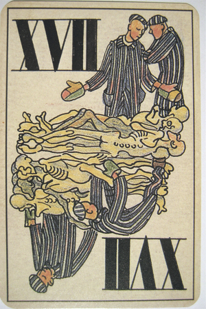 Holocaust Tarot Card, April 1945 (colour litho)