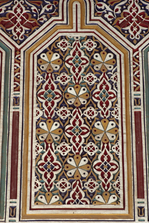 Detail of a decorated wall, Kasbah Taourirt (photo)