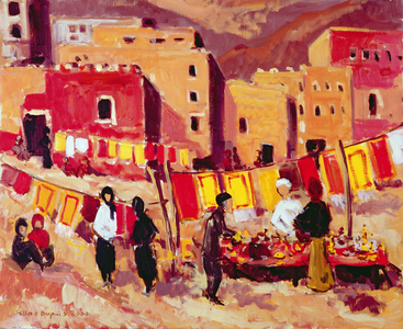 Market in Tamlat (Morocco) 1998 (oil on canvas)