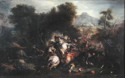 Battle Scene (oil on canvas)