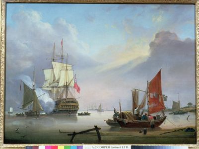 British Man-o'-War off the coast