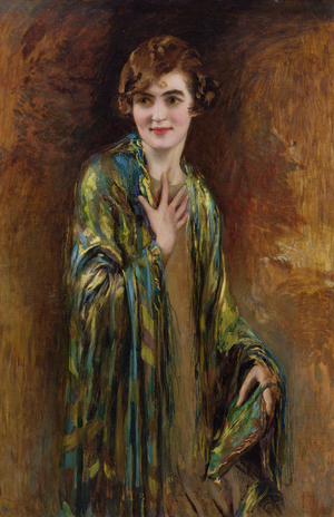 Portrait of a girl with a green shawl, c.1920