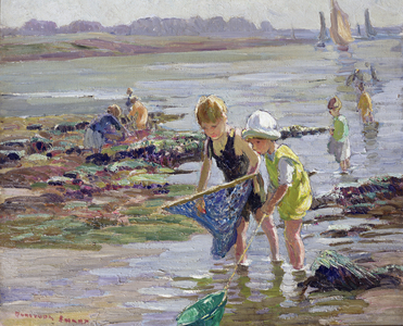 Children playing by the seashore