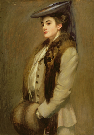 Portrait of a lady with fur stole and muff (oil on canvas)