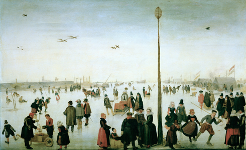 Winter Landscape with a Frozen River and Figures, c.1620 (oil on copper)