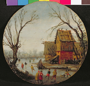 Winter landscape with skaters (oil on panel)