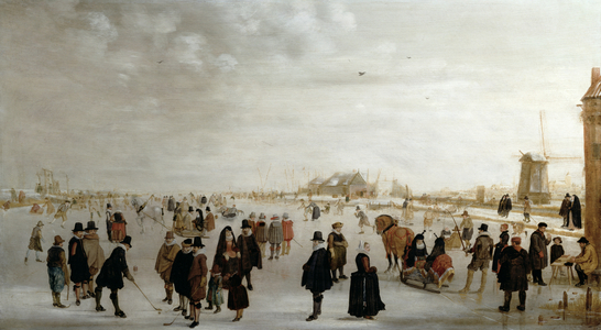 Winter Landscape on the River Ijesel near Kampen in the Netherlands, c.1615 (oi on panel)