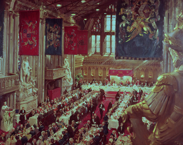 The Coronation Luncheon the Her Majesty Queen Elizabeth in Guildhall, 12th June 1953 (oil on canvas)