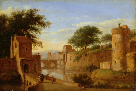 A Fortified Moat or Canal, c.1670 (oil on copper)