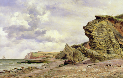 Triassic Cliffs at Blue Anchor, North Somerset, 1866 (oil on canvas)