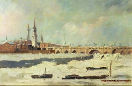 Old London Bridge during the Frost of 1795-96 (oil on panel)
