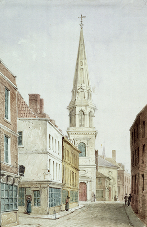 St. Antholin's Church, a View from the West along Watling Street, c.1850 (w/c on paper)