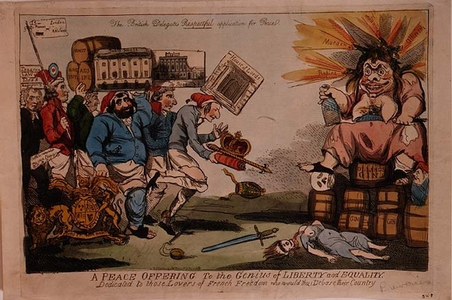 A Peace Offering to the Genius of Liberty and Equality, 1794 (coloured etching)
