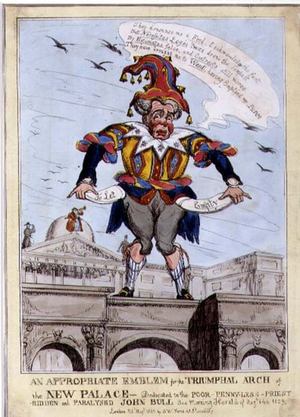 "An Appropriate Emblem for the Triumphal Arch of the New Palace" (anon), 1829