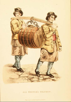 Ale Brewer's Draymen from Ackermann's 'World in Miniature',1821-27 (litho)