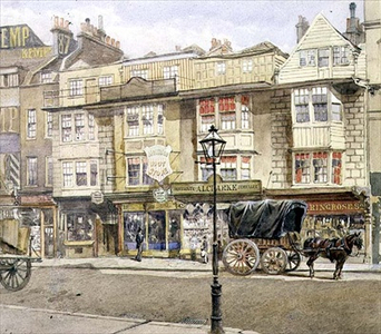 Bishopsgate Street: No.'s 82-86, with a Horse and Wagon, May 1886 (w/c)