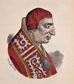 Portrait of the Pope Benoit VIII (benedetto, Benedict or Benedictus) (1012-1024), 1898 (engraving with later colouration)