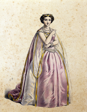 Sofia Cruvelli in the role of Elena in the 3rd act of the opera “” I vespri siciliani”” (The Sicilian vepers) , 1855 (drawnig)
