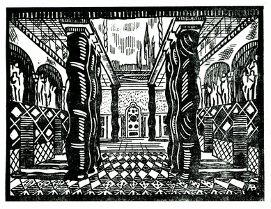 Scenography by Leon Bakst (1866-1924), Russian painter and decorator for the third act of “The Martyrdom of Saint Sebastian” by Claude Debussy (1862-1918), libretto by Gabriele D'Annunzio. 20th century.