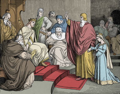 Beatrice led into the Diet - Duchess Beatrix of Andechs Meranie (died 1265) is led to the Diet of Empire - 1882 - Woodcut by Oertel, Kaspar (1840-?)