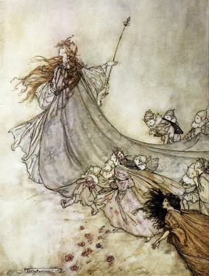 Titania the queen of fees. Illustration by Arthur RACKHAM (1867-1939) for The Dream of a Summer Night by William SHAKESPEARE, 1908 (A Midsummer Night's Dream)