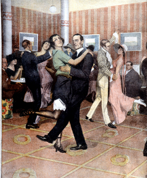 Charleston: People dancing Charleston 20s (engraving)