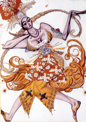 Léon Bakst's costume for Igor Stravinsky's “The Fire Bird” at the Paris Opera, June 1910