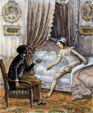 Scene from 'La Dame aux Camelias', 1935 (colour litho)