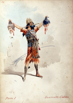 Warrior costume for the Nabucco by Giuseppe Verdi. La Scala 1913