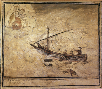 Man at the sea. 16th century voto from the Church of the Madonna dell'Arco in Naples.
