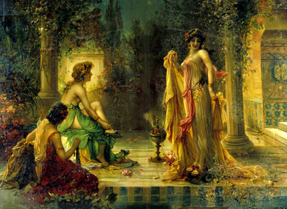 Harem scene. 19th century chromolithography.