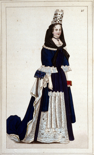 Francoise d'Aubigne, Marquise de Maintenon (1635-1719), French lady. Engraving from the end of the 18th century.