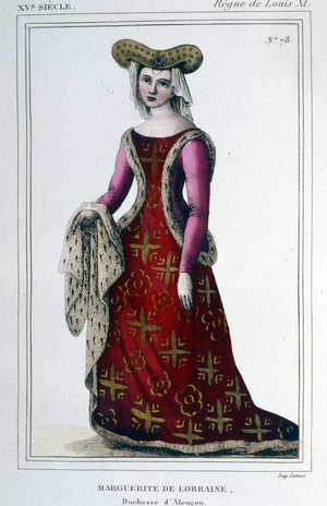 Portrait of Marguerite by Lorraine Vaudémont, Duchess of Alençon (1463 - 1521).