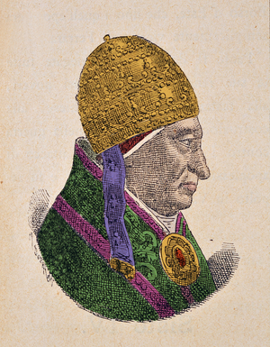 Portrait of the Pope Sixte IV (Sixtus, Sisto or Xystus or Francesco della Rovere) (1471-1484), 1898 (engraving with later colouration)