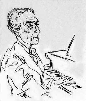 Portrait of Maurice Ravel (1875-1937) Drawing by Benedikt Fred DOLBIN. (1883 - 1971)