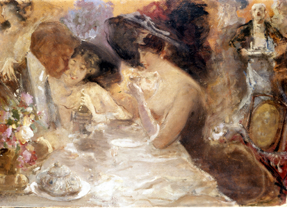 Dinner in Monte Carlo. Belle Epoque by Pompeo Mariani. Museo del Castello. Milan