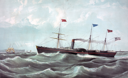 The steamboat US Atlantic (US mail steamship Atlantic) Lithograph 1850