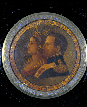 Lid of a snuffbox with portraits of Napoleon I and Josephine. Milan, Museum of the Risorgimento