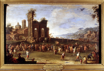 Ball game - painting by Domenico Oliveri. 18th century.