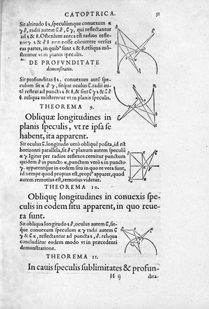 Page of “” Optica & Catoptrica...”” by Euclid, 1557.