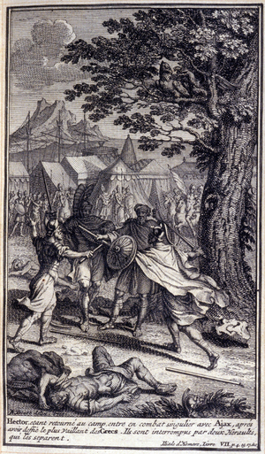 Hector, returning to the camp, 1751 (engraving)