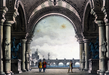 Scenography of Sanquirico for the opera “Bianca e Fernando” by Vincenzo Bellini, 1829.