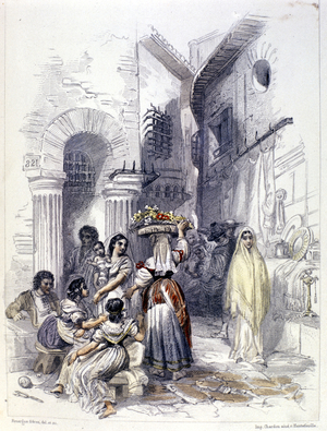 View of the ghetto of Rome in 1830.