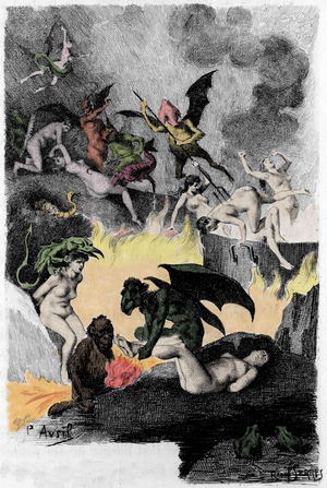 Illustration of Paul Avril (1843-1928) of 1901 for “The veniel fishing” by Honore de Balzac.