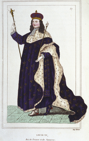 Portrait of Louis XV (1710 - 1774), King of France engraving from 1830
