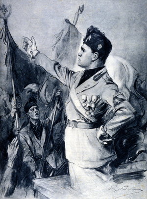 Benito Mussolini speaks to the Roman people in 1929.