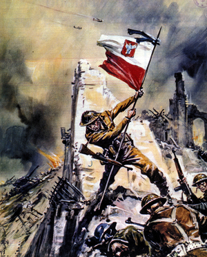 War 1939 - 1945: Battle of Monte Cassino (Cassino). Victory of the allied troops (English soldier), 05/1944.
