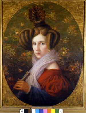 Portrait of Margherita Barezzi (1814-1840) first wife by Giuseppe Verdi. painting by A. Mussini. Museo della Scala. Milan