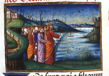The passage of the Red Sea (Moses) - miniature of the 15th century.